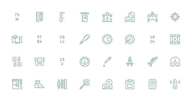 32 Icons for Measurement in Thin Line Format Multi-Purpose Icon Pack for Templates vector
