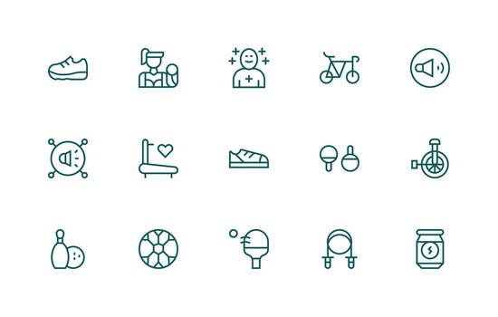 Active Design Icons featuring 15 in Regular Line Style Universal Icon Pack vector