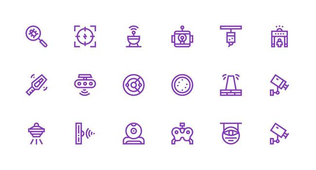 18 Strong Stroke Line Style Icons from Detection Collection Scalable Icon Pack vector