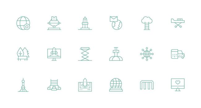 18 Minimal Line Style Icons from Platform Collection Detailed Icon Collection for Design Systems vector