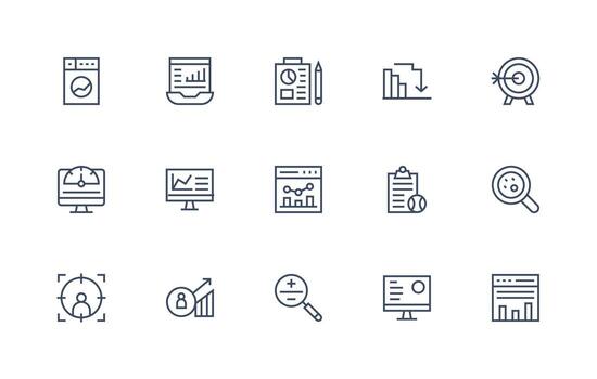 métrica incluso 15 regular línea ilustraciones multi-estilo icono colección vector