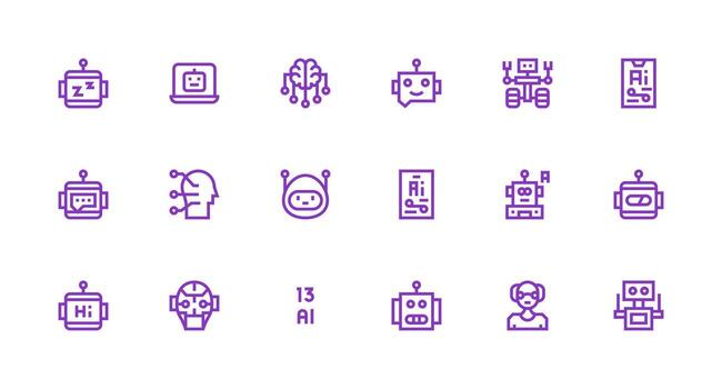 18 fuerte carrera línea diseños para artificial inteligencia íconos multi-estilo icono colección vector