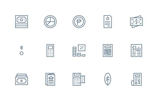 15 Accounting Icons in Regular Line Aesthetic Clear and Concise Icon Set Collection vector