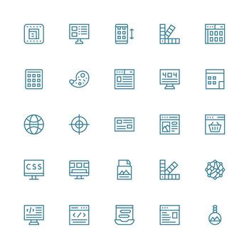 25 Icons for Web Design in Medium Stroke Outline Format Professional Icon Set vector