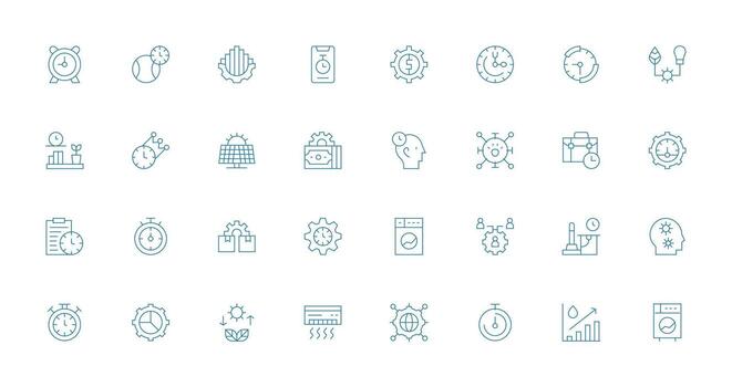 32 Efficiency Icons in Thin Line Aesthetic Core Icon Collection for Daily Tasks vector