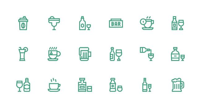 18 Icons for Drink Icon in Strong Stroke Line Format Lightweight Icon Series for Fast Prototypes vector