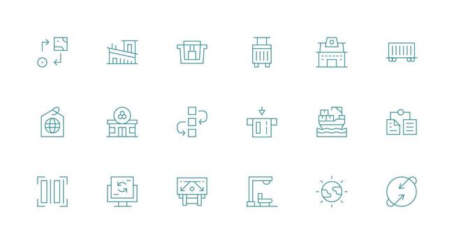 Export Visual Pack containing 18 Minimal Line Icons Essential Icons for Rapid UI Building vector