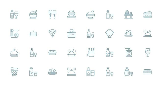 32 Icons for Serving in Thin Line Format Dashboard Icon Series vector