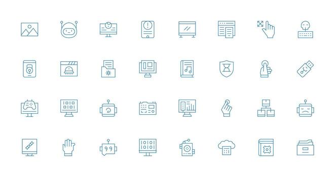 32 Delgado línea íconos para software gráficos inteligente icono colección vector