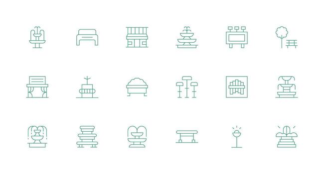 Minimal Line Style Public Space Icons with 18 Vectors UI-Ready Icon Collection