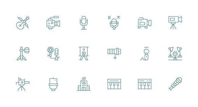 Studio Design Icons featuring 18 in Minimal Line Style Complete Icon Bundle for Web Design vector
