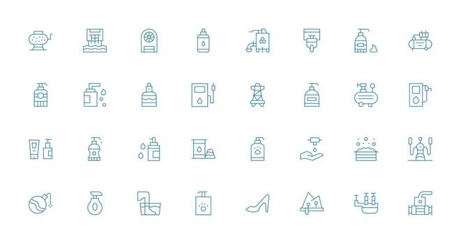 32 Thin Line Vectors for Pump Theme Simple Icons for Interface and Wireframes