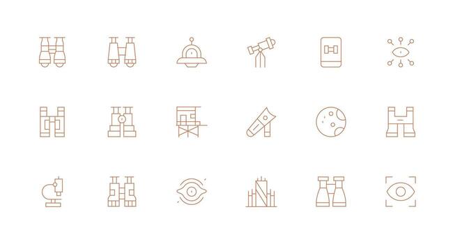 Observation Set with 18 Minimal Line Icons Optimized Icon Pack for Digital Products vector