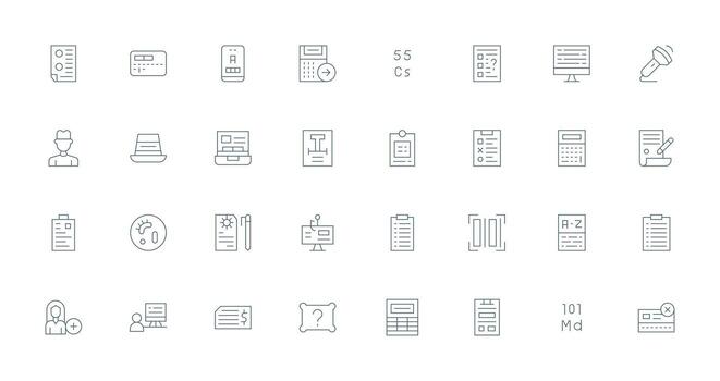 datos entrada diseño íconos presentando 32 en Delgado línea estilo monitor icono paquete vector