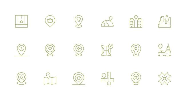 Map Marker including 18 Minimal Line Illustrations Minimal Icon Set for Interface Projects vector