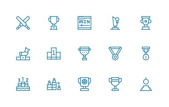 regular línea estilo concurso íconos con 15 vectores editable icono colección