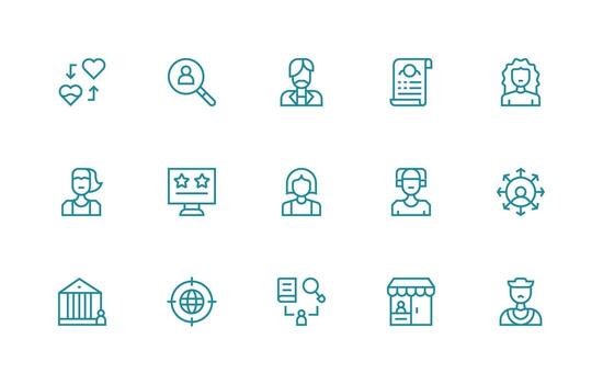 Customer Set with 15 Regular Line Icons Core Icon Collection for Daily Tasks vector