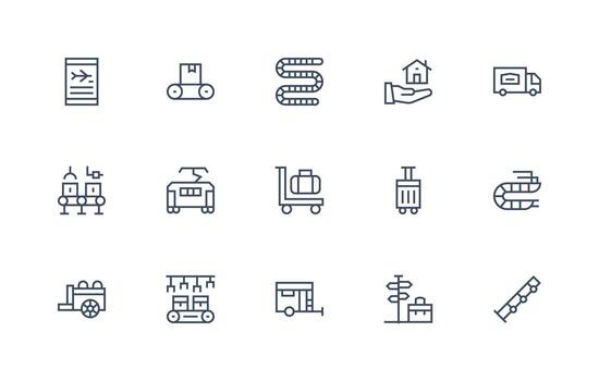 15 Regular Line Icons for Moving Graphics Flat Icon Set vector