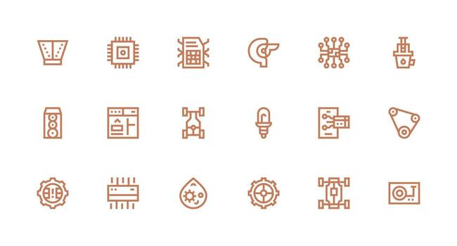 componente presentando 18 íconos en fuerte carrera línea diseño interfaz icono colección vector