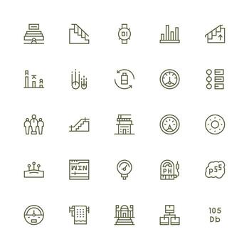 Medium Stroke Outline Icons from Level Set with 25 Vectors Professional Icon Set