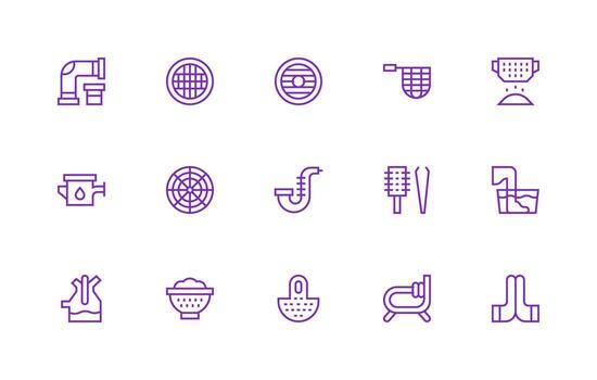 15 Regular Line Style Icons from Drain Collection Style Icon Set vector