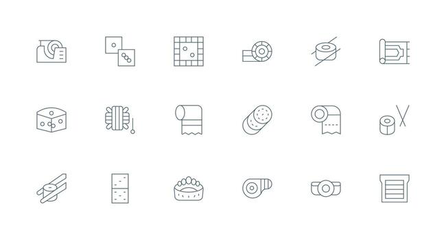 Minimal Line Icons from Roll Set with 18 Vectors Complete Icon Bundle for Web Design