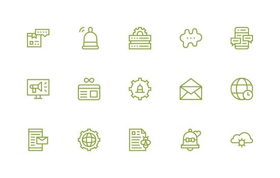 actualizaciones diseño íconos presentando 15 en regular línea estilo alta resolución íconos para ninguna plataforma vector