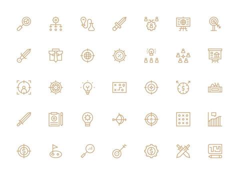 Regular Clean Line Icons from Strategy Set with 35 Vectors Digital Product Icons for Fast Delivery
