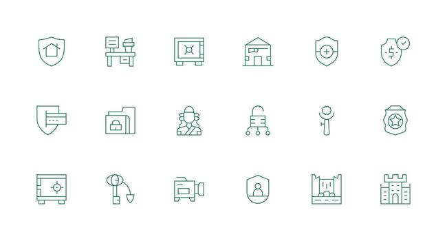 18 Minimal Line Style Icons from Security Collection Flexible Icon System for Web Interfaces vector