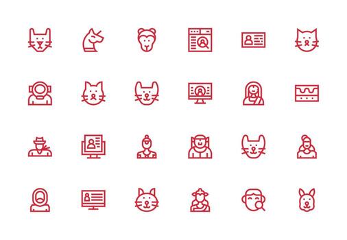 24 perfil ver íconos en grueso línea línea estético claro y conciso icono conjunto colección vector