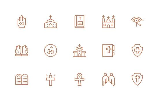 15 Divine Icons in Regular Line Aesthetic Multi-Purpose Icon Pack for Templates vector