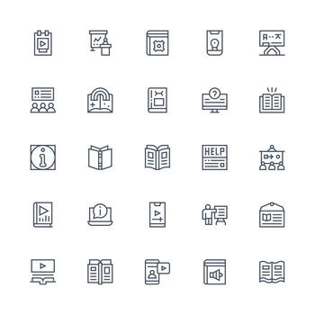 Tutorial featuring 25 Icons in Medium Stroke Outline Design Fully Editable Icon Set for Web vector