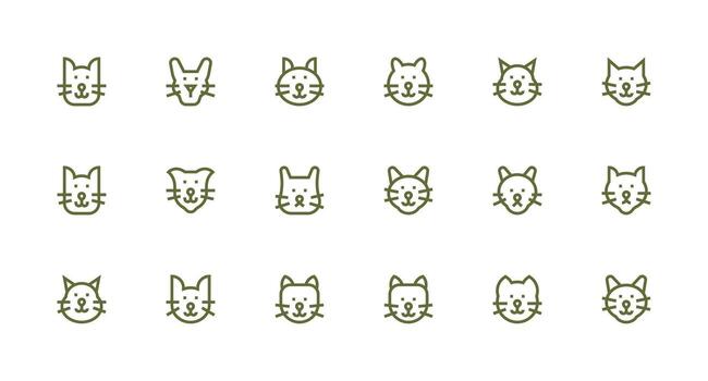 Strong Stroke Line Style Feline Icons with 18 Vectors Essential Icons for Rapid UI Building