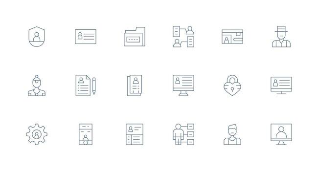 Personal Data Set with 18 Minimal Line Icons Essential Icons for Rapid UI Building vector