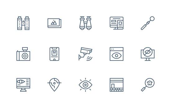 15 Regular Line Designs for View Icons Fully Editable Icon Set for Web vector