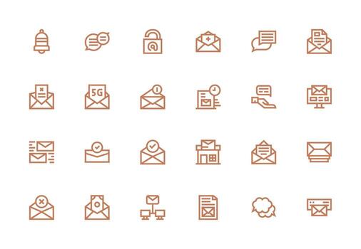 24 Icons for Email in Thick Line Line Format Quick Access Icons for UI Development vector