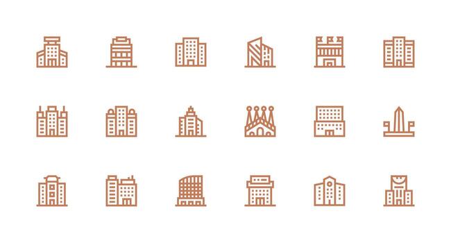 Modern Architecture Visual Pack containing 18 Strong Stroke Line Icons Minimal Icon Set for Interface Projects vector