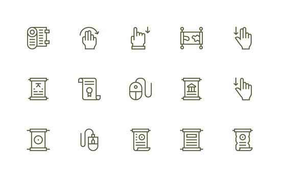 Scroll Design Icons featuring 15 in Regular Line Style Outline Icon Pack vector