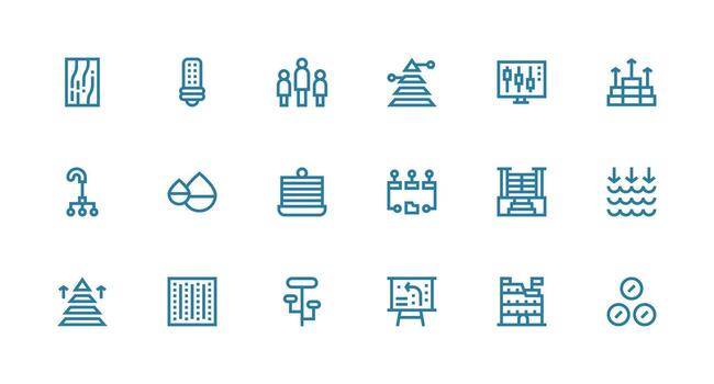 Levels Icon Set with 18 Strong Stroke Line Graphics Neatly Designed Icons for Web Platforms vector
