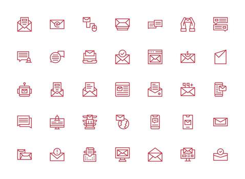 35 regular limpiar línea vectores para bandeja de entrada tema glifo icono serie