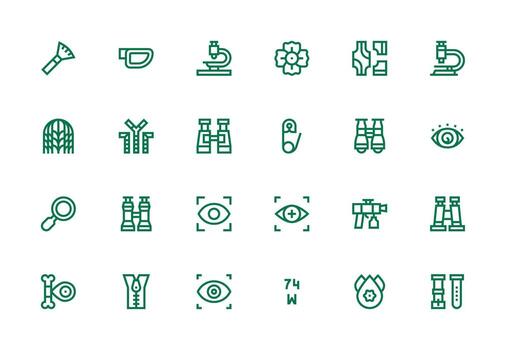 Detail Icon Set with 24 Thick Line Line Graphics Pixel Perfect Icon Set vector
