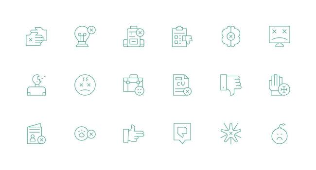 Unsuccessful Set with 18 Minimal Line Icons Neatly Designed Icons for Web Platforms vector