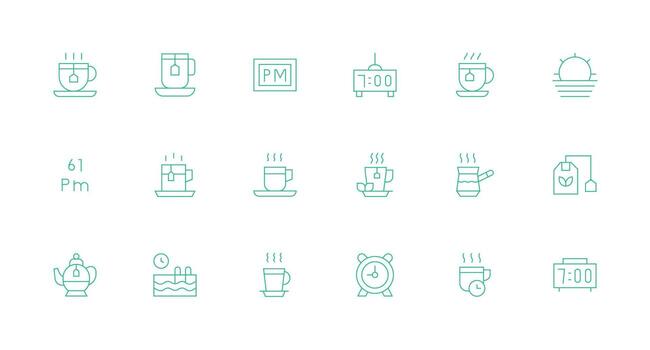 Afternoon featuring 18 Icons in Minimal Line Design Multi-Style Icons for Creative Projects vector