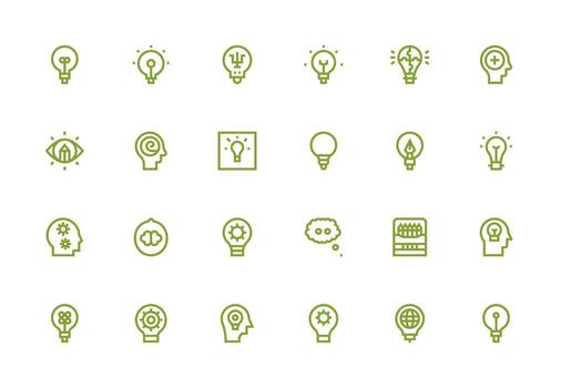 creatividad icono conjunto con 24 grueso línea línea gráficos interfaz icono colección vector