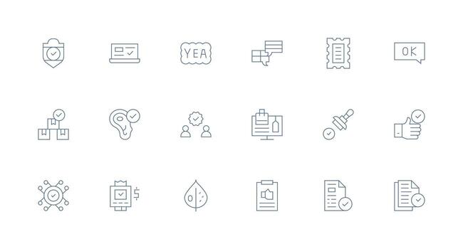 18 mínimo línea diseños para confirmación íconos completamente editable icono conjunto para web vector