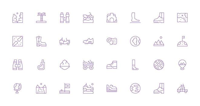 Thin Line Icons from Terrain Set with 32 Vectors Multi-Purpose Icon Set