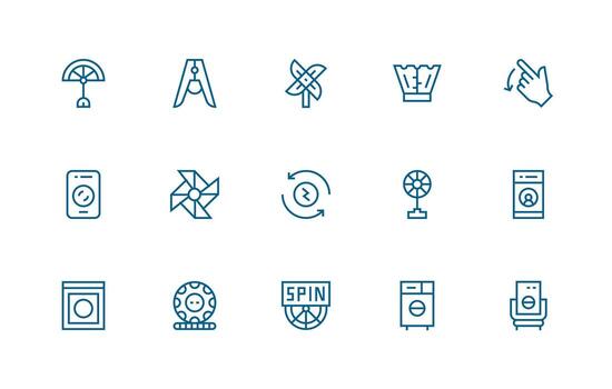 Spin Icon Collection with 15 Regular Line Designs Full Icon Library for UI Designers vector