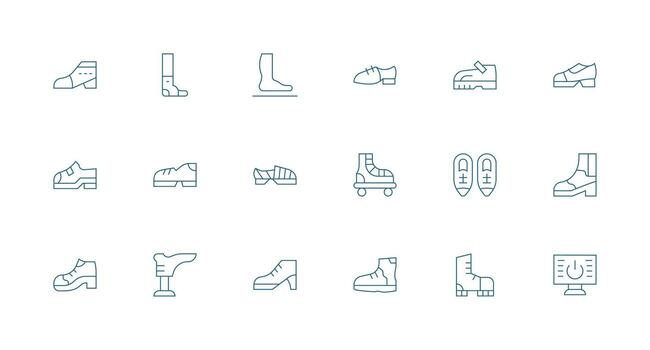 18 Icons for Boot in Minimal Line Format Editable Icon Collection vector