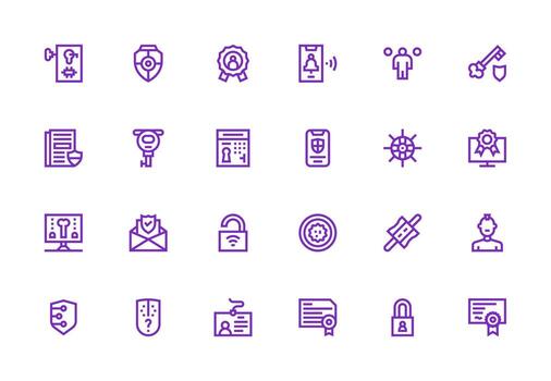 24 Icons for Authentication in Thick Line Line Format Quick Access Icons for UI Development vector