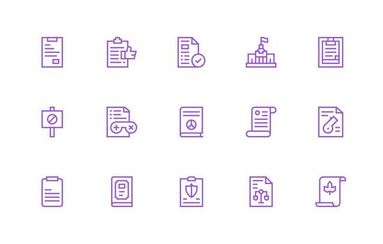 Policy Visual Pack containing 15 Regular Line Icons Versatile Icon Collection for Designers vector